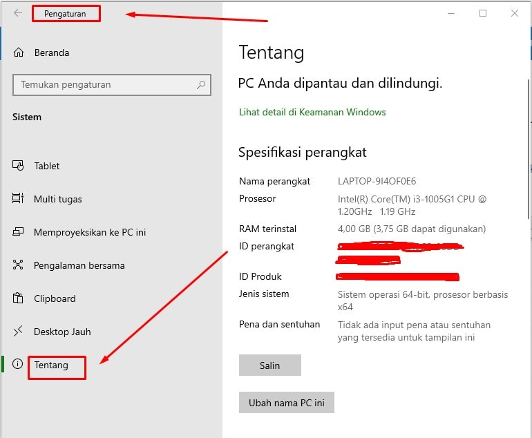 cara cek spesifikasi laptop windows 10